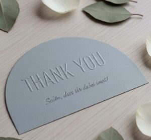 Dankeskarte der individuellen Hochzeitspapeterie