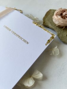 Gelübde mit Goldprägung und Blattgold - Individuelle Papeterie, Folienprägung